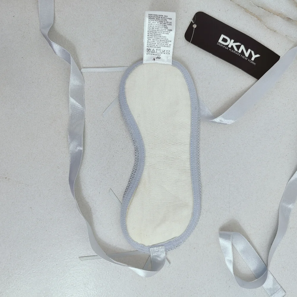 NWT DKNY Ivory Lace Blue Ribbon Sleep Mask, OS